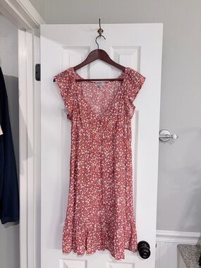 Rails Anika Mini Dress Red Ditzy Floral Ruffle Boho Festival Medium